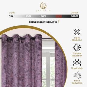 Leaves Machine Washable Room Darkening Blackout Curtains, Set of 2 - Blackout Curtains by Superior