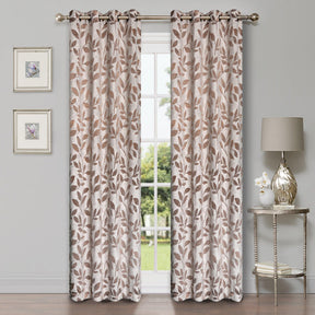 Leaves Machine Washable Room Darkening Blackout Curtains, Set of 2 - by Superior