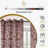 Leaves Machine Washable Room Darkening Blackout Curtains, Set of 2 - by Superior