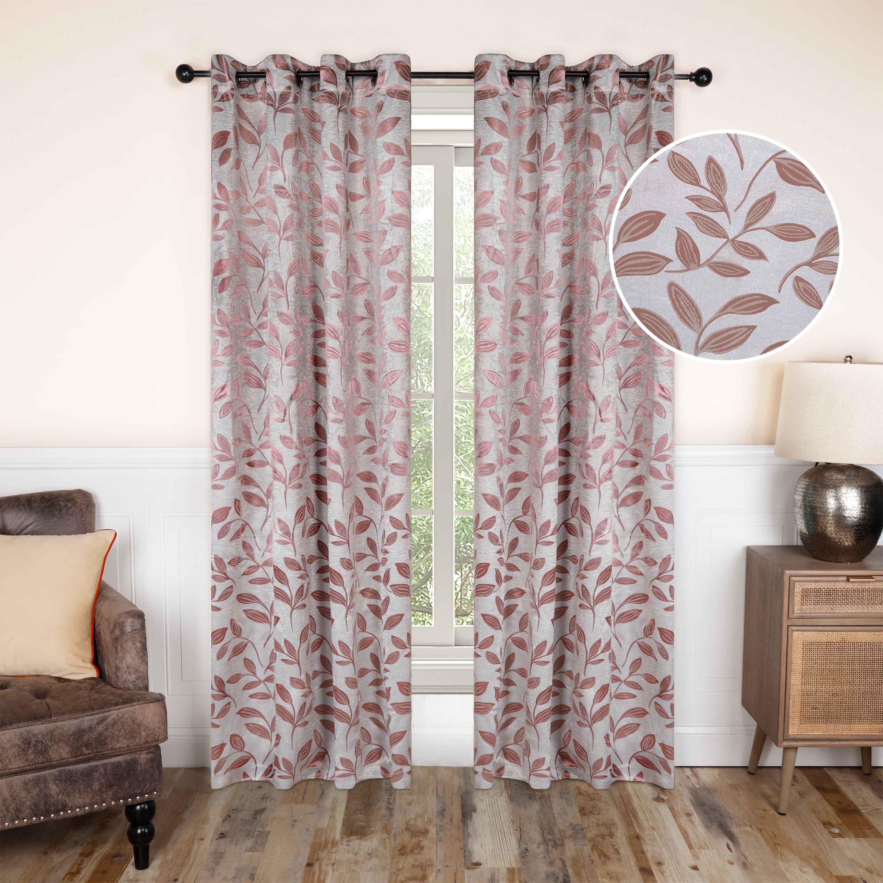 Leaves Machine Washable Room Darkening Blackout Curtains, Set of 2 - by Superior