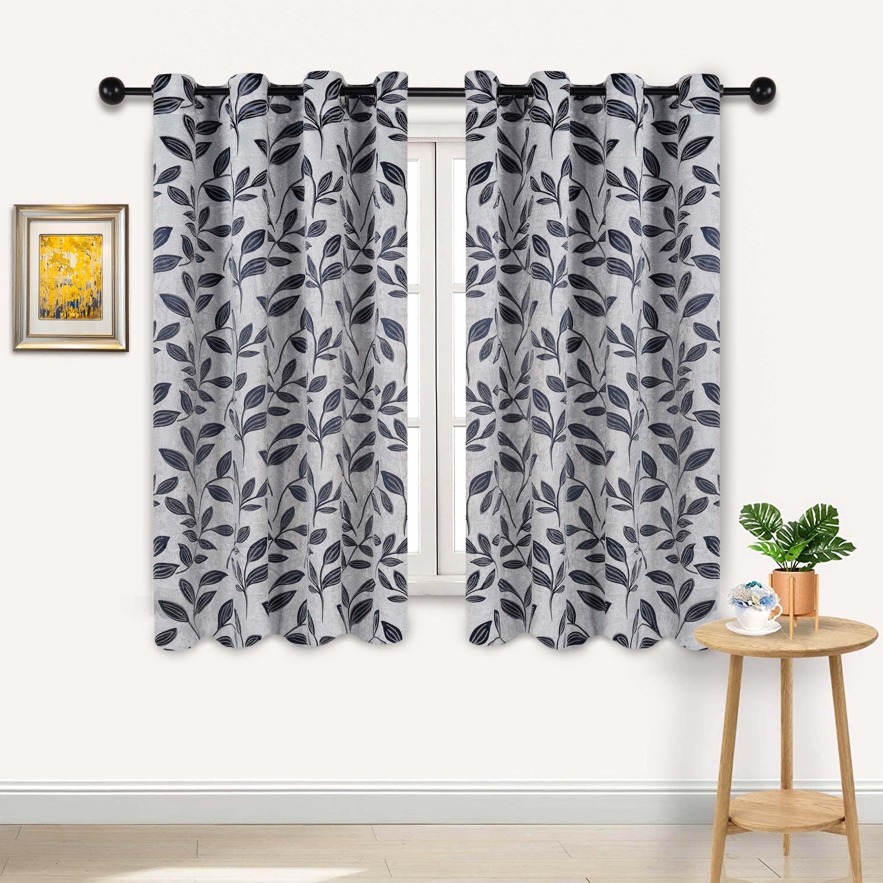 Leaves Machine Washable Room Darkening Blackout Curtains, Set of 2 - by Superior