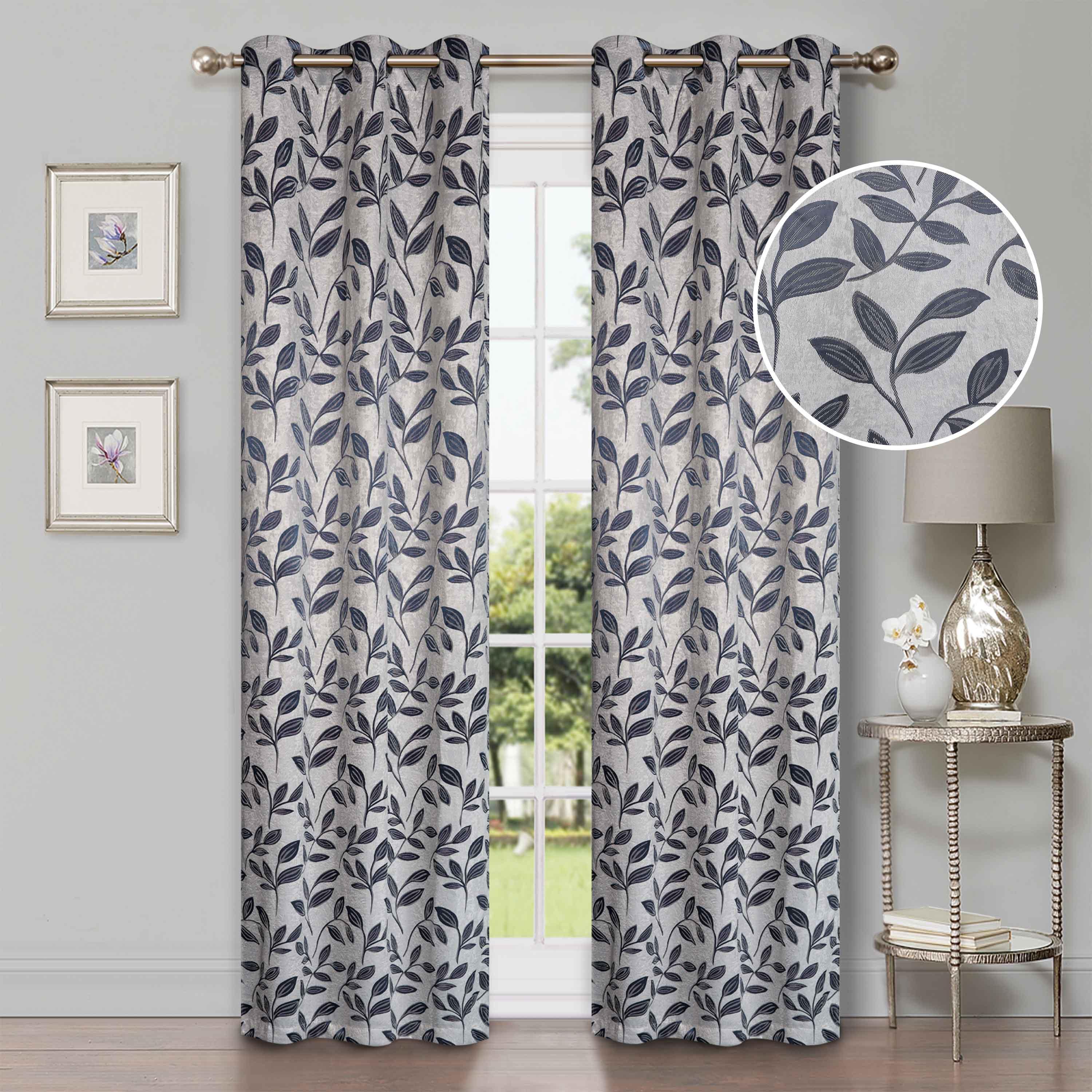 Leaves Machine Washable Room Darkening Blackout Curtains, Set of 2 - by Superior