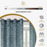 Leaves Machine Washable Room Darkening Blackout Curtains, Set of 2 - by Superior