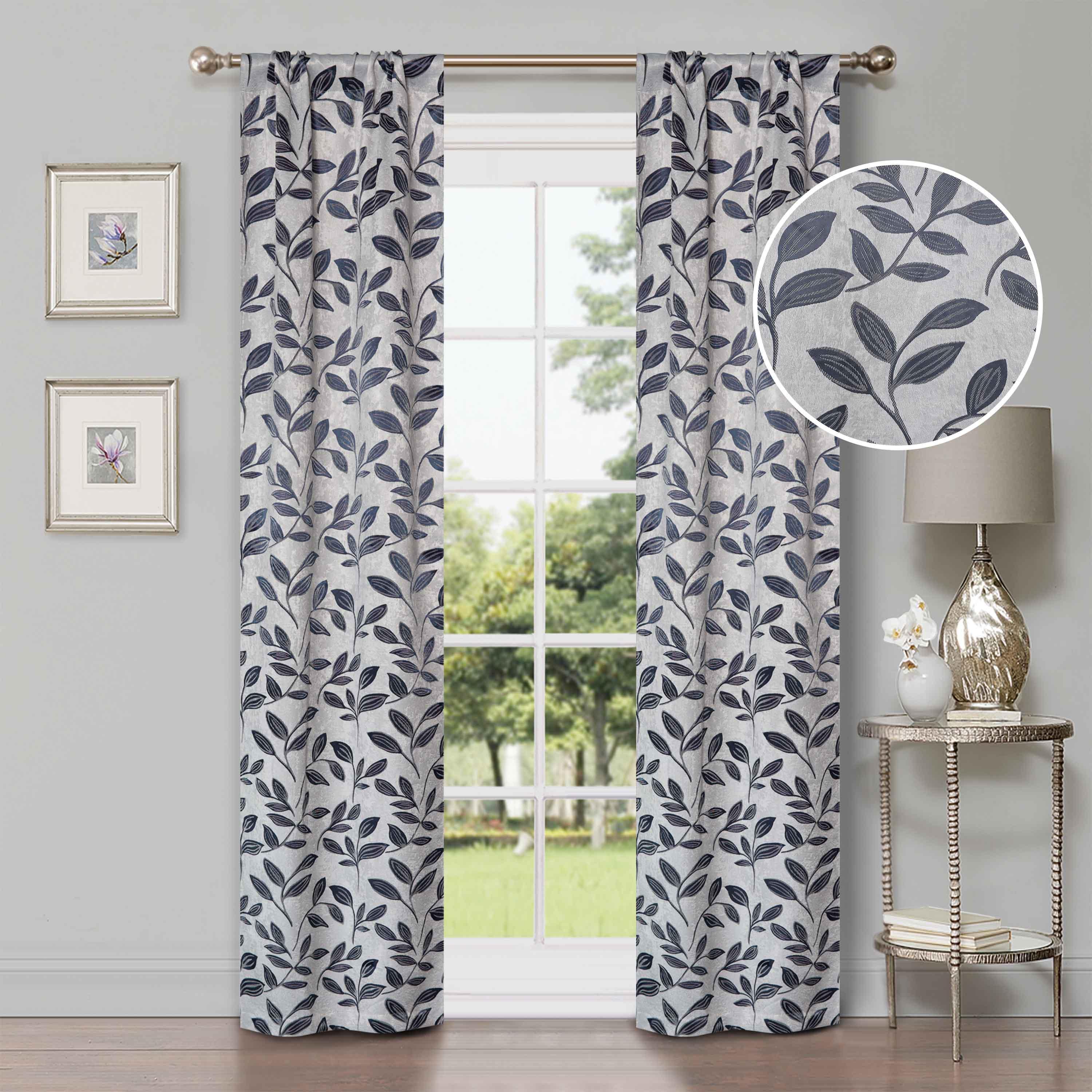 Leaves Machine Washable Room Darkening Blackout Curtains, Set of 2 - by Superior