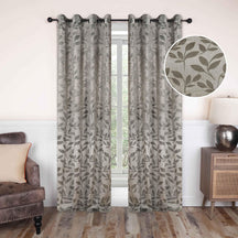 Leaves Machine Washable Room Darkening Blackout Curtains, Set of 2 - by Superior