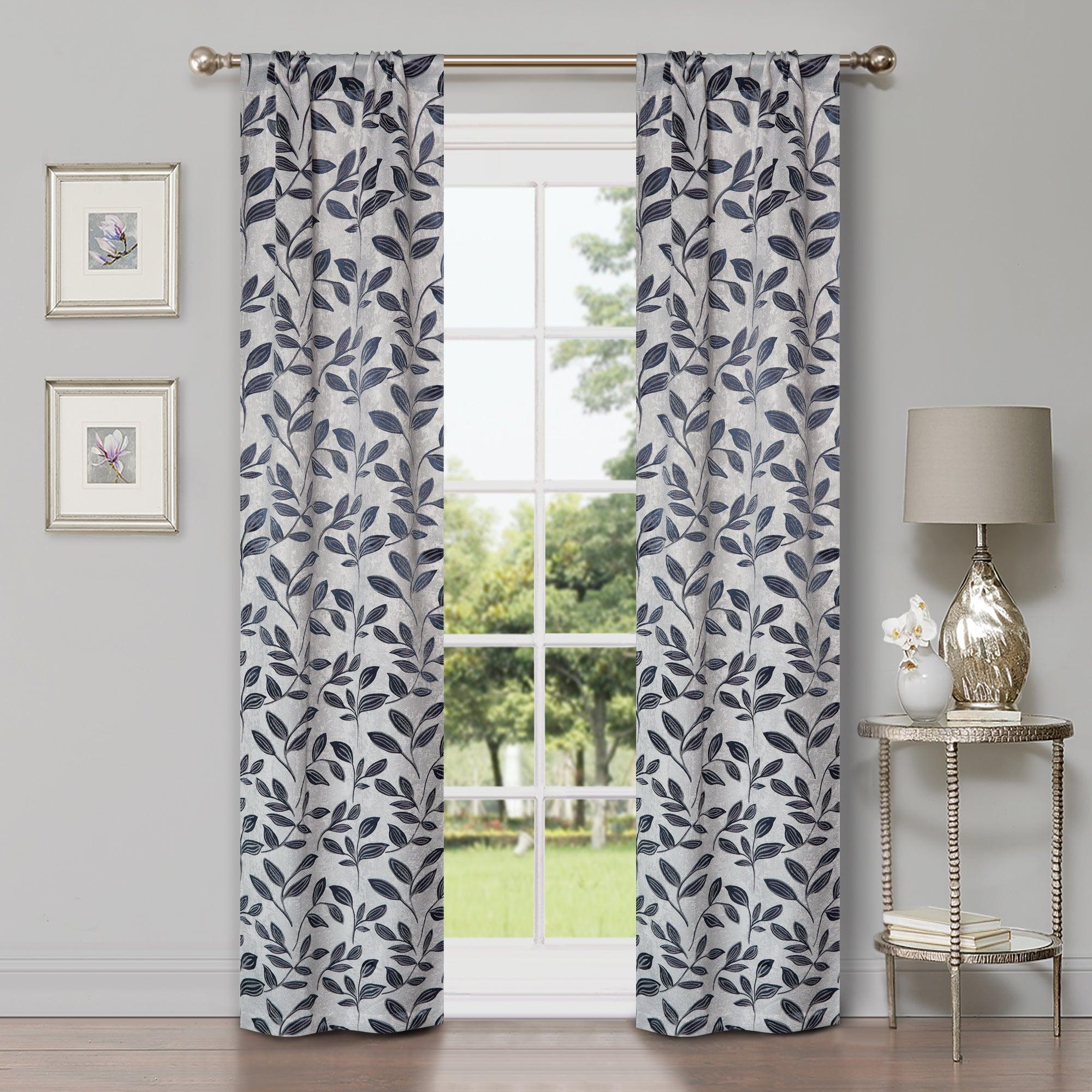 Leaves Machine Washable Room Darkening Blackout Curtains, Set of 2 - by Superior