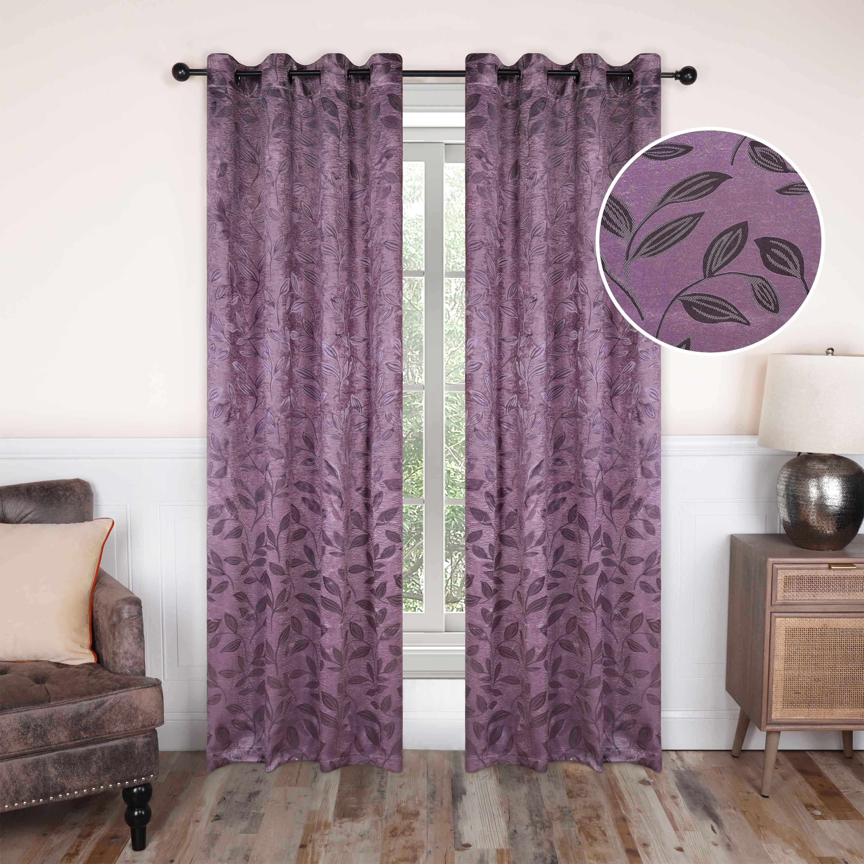 Leaves Machine Washable Room Darkening Blackout Curtains, Set of 2 - by Superior