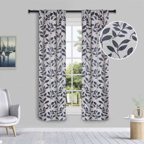 Leaves Machine Washable Room Darkening Blackout Curtains, Set of 2 - by Superior