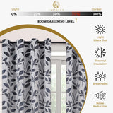 Leaves Machine Washable Room Darkening Blackout Curtains, Set of 2 - by Superior