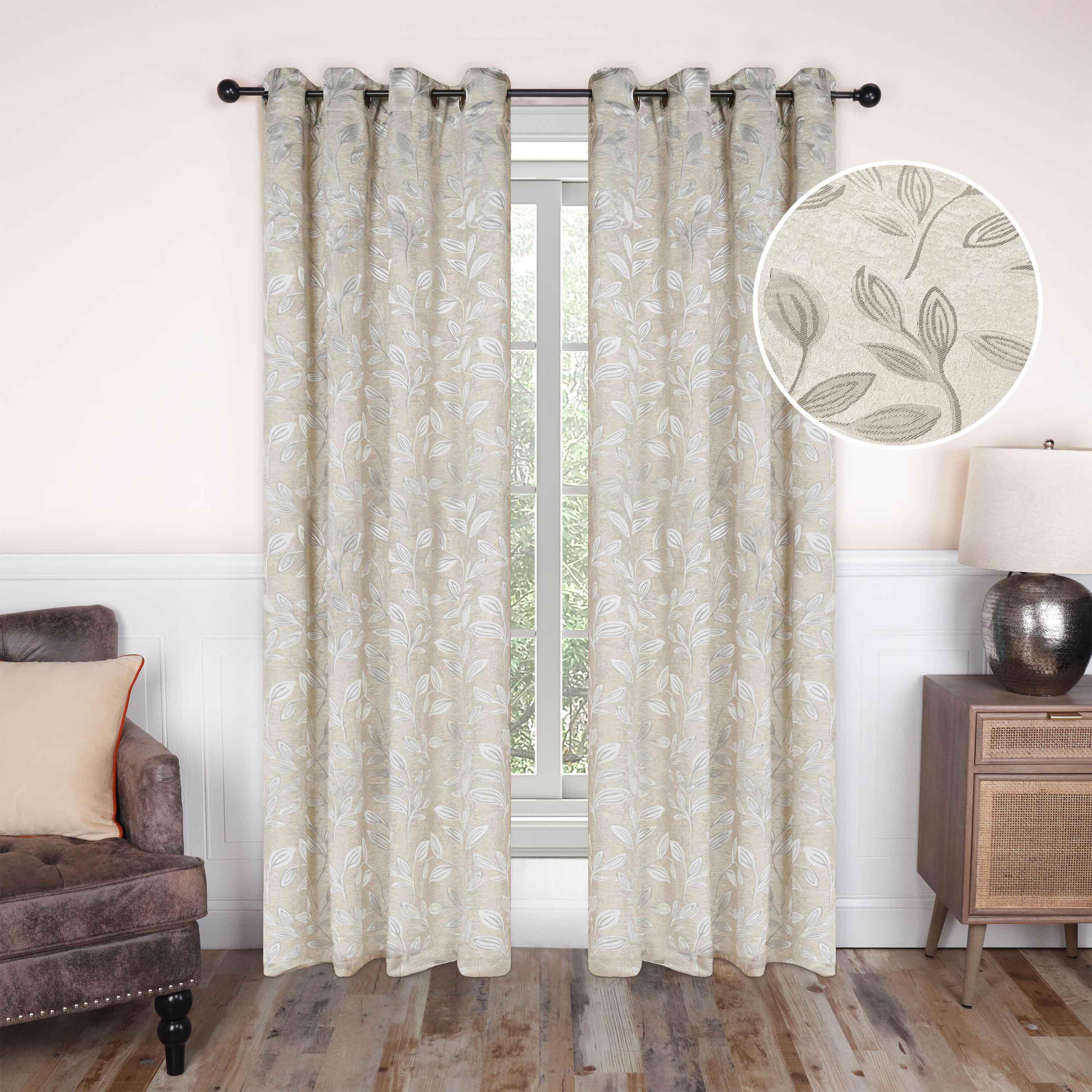 Leaves Machine Washable Room Darkening Blackout Curtains, Set of 2 - by Superior