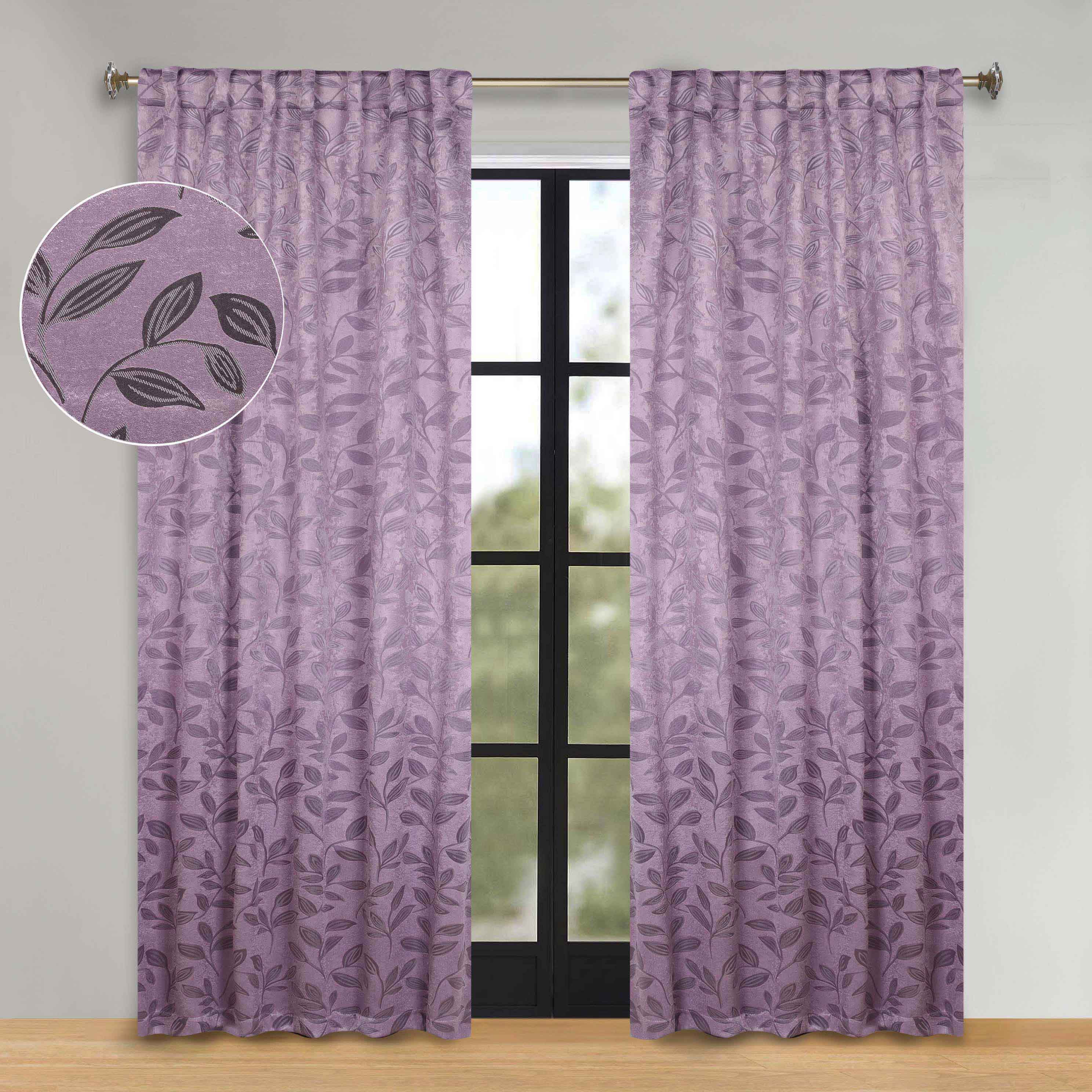 Leaves Room Darkening Back Tabs Blackout Curtain Panels, Set of 2 - Blackout Curtains by Superior