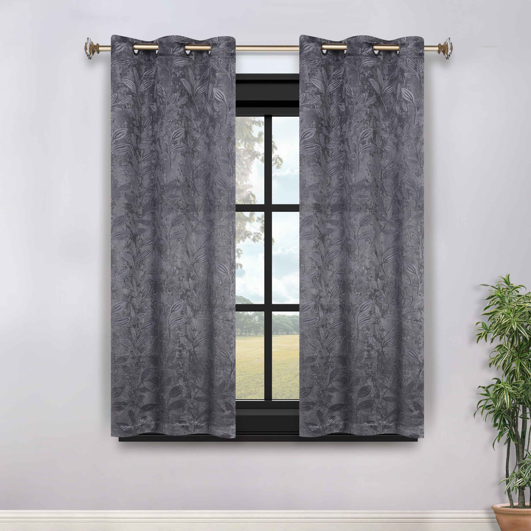 Leaves Room Darkening Grommet Blackout Curtain Panels, Set of 2 - Blackout Curtains by Superior