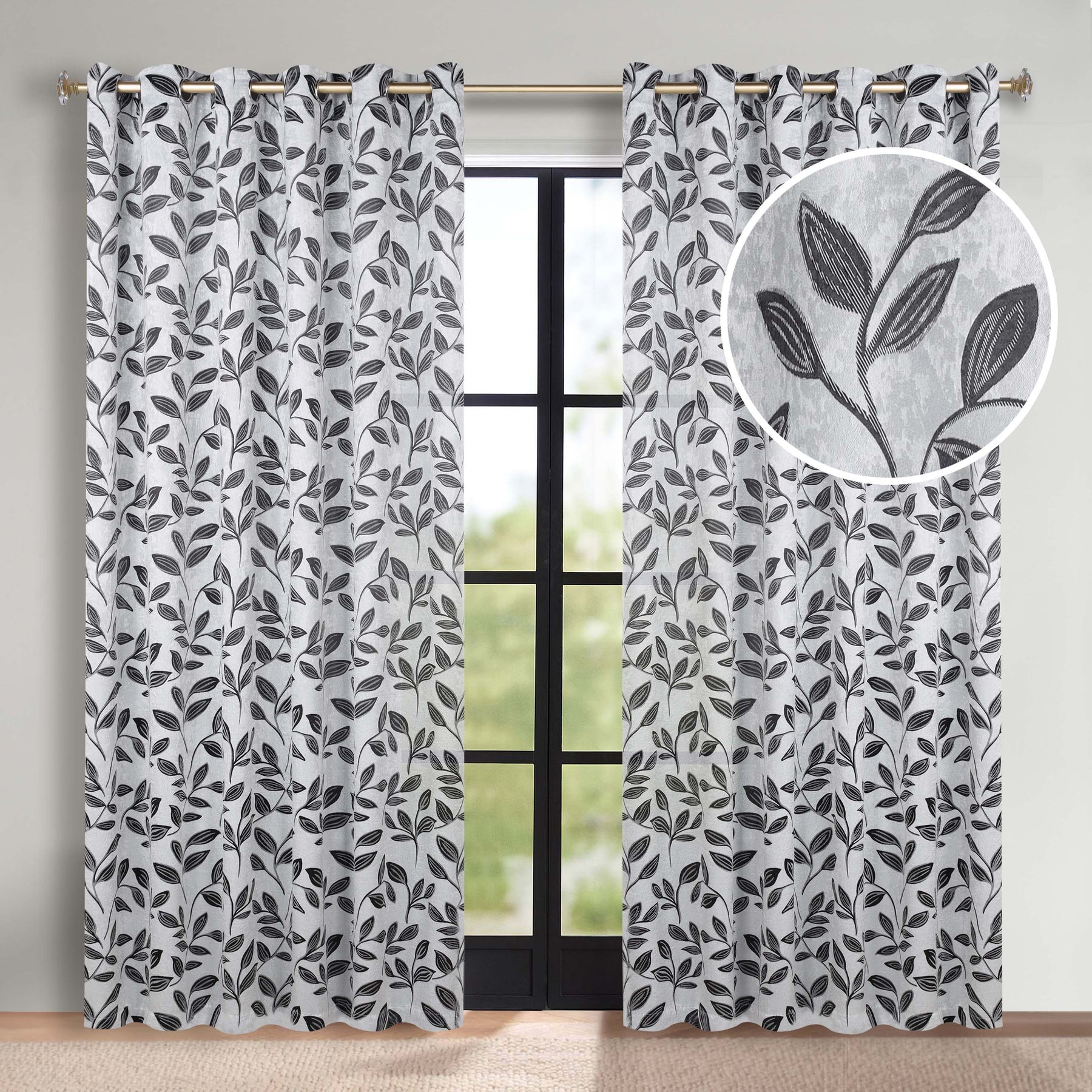 Leaves Room Darkening Grommet Blackout Curtain Panels, Set of 2 - Blackout Curtains by Superior