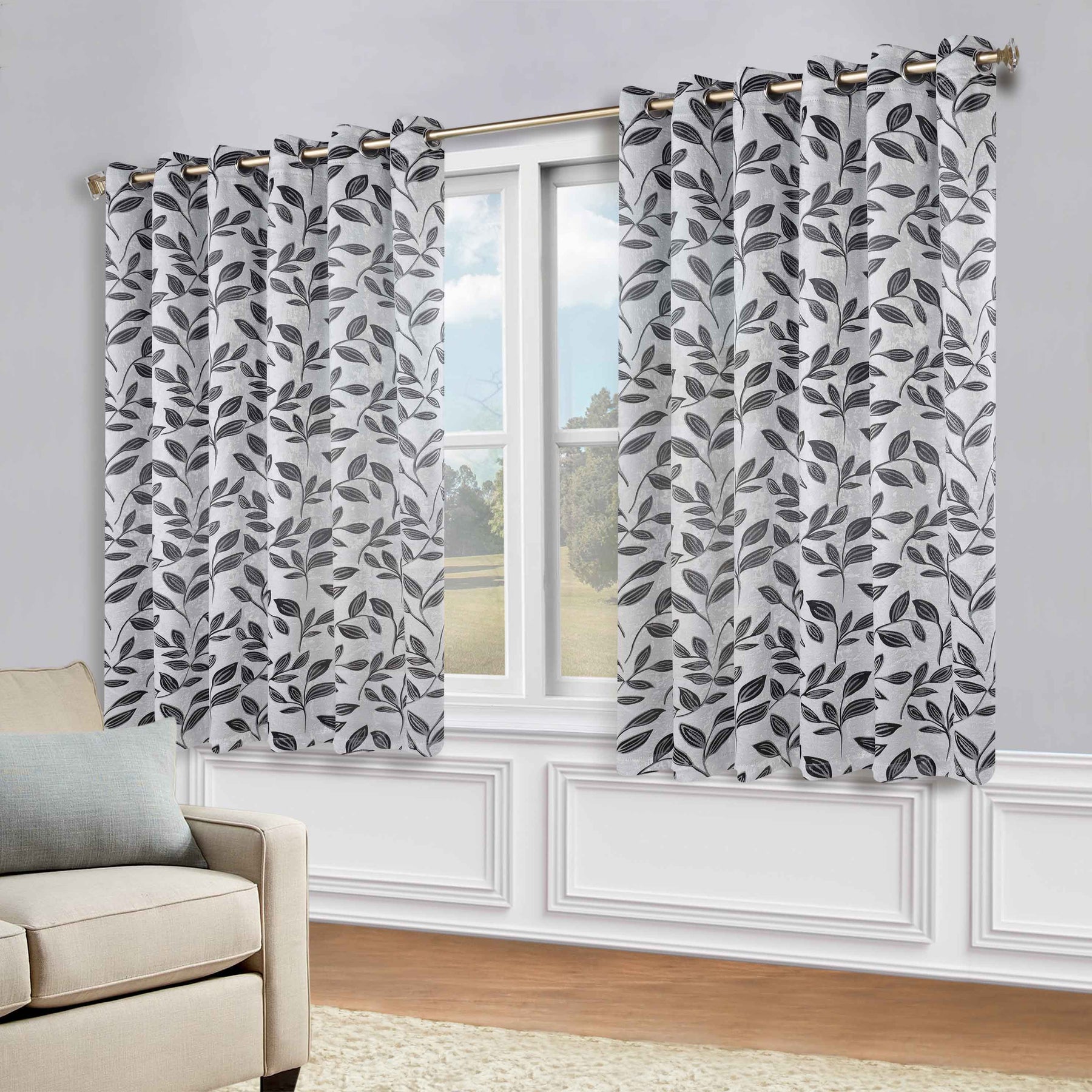 Leaves Room Darkening Grommet Blackout Curtain Panels, Set of 2 - Blackout Curtains by Superior