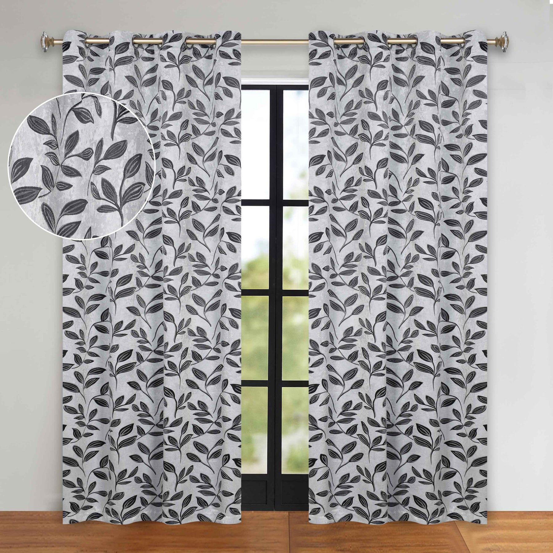 Leaves Room Darkening Grommet Blackout Curtain Panels, Set of 2 - Blackout Curtains by Superior