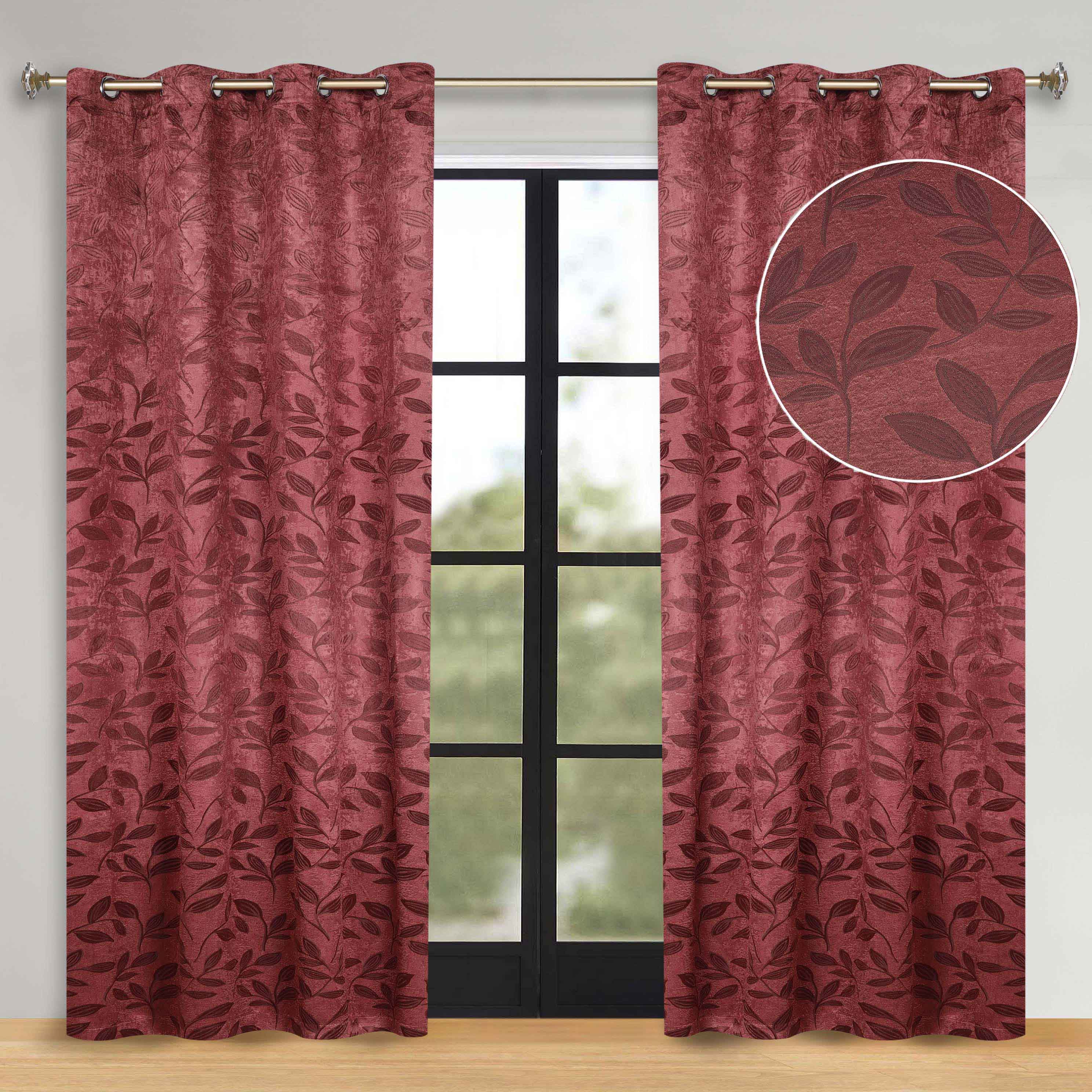 Leaves Room Darkening Washable Blackout Curtain Panels, Set of 2 - Blackout Curtains by Superior