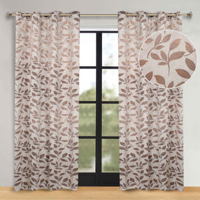 Leaves Room Darkening Washable Blackout Curtain Panels, Set of 2 - Blackout Curtains by Superior