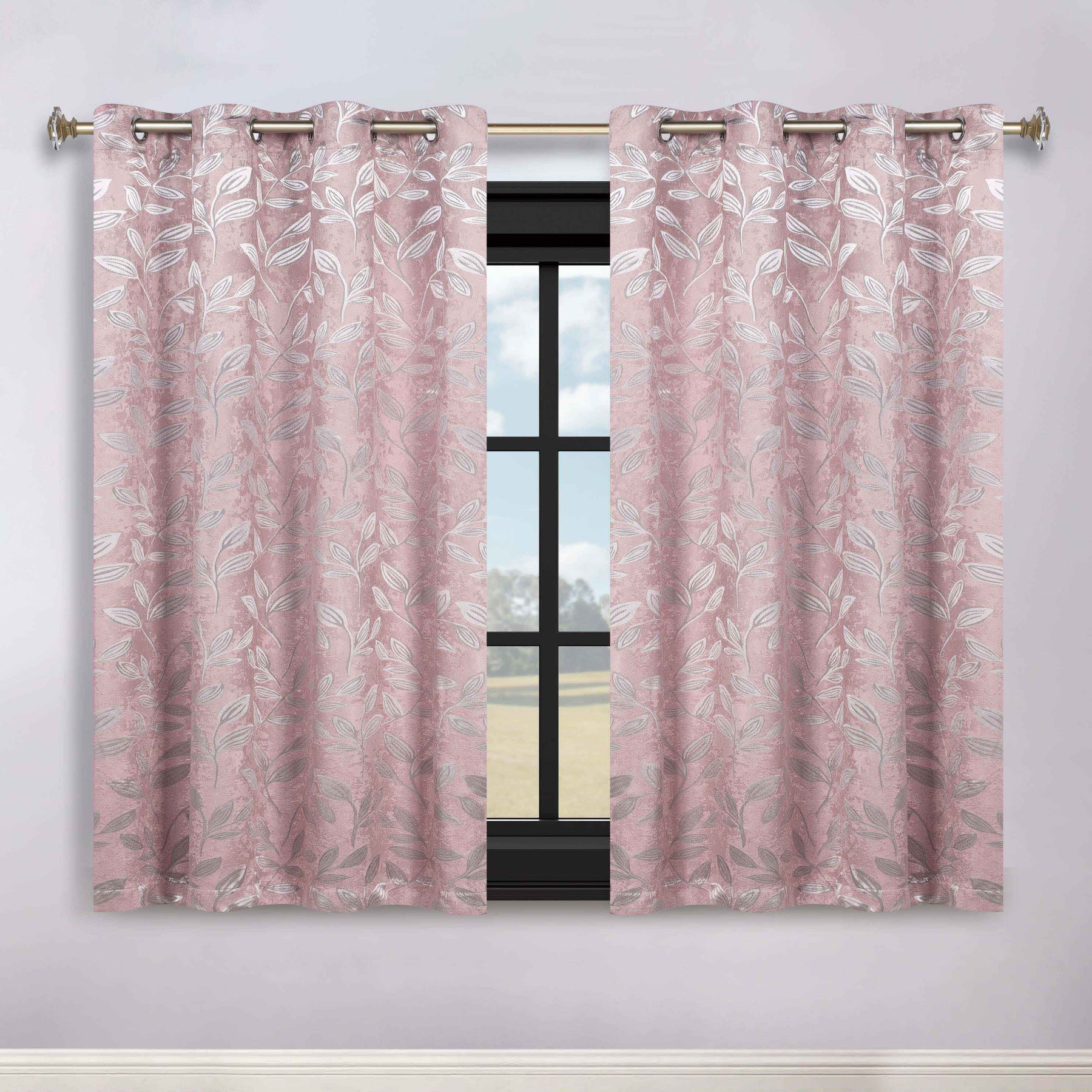 Leaves Room Darkening Washable Blackout Curtain Panels, Set of 2 - Blackout Curtains by Superior