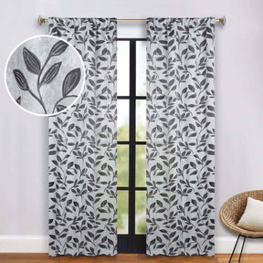 Leaves Washable Room Darkening Blackout Curtain Panels, Set of 2 - Blackout Curtains by Superior