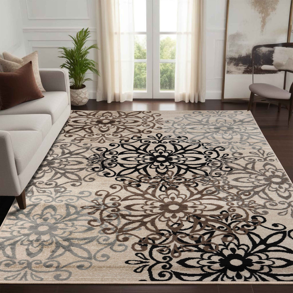 Leigh Traditional Floral Scroll Indoor Area Rug or Runner Rug Or Door Mat - Rugs by Superior