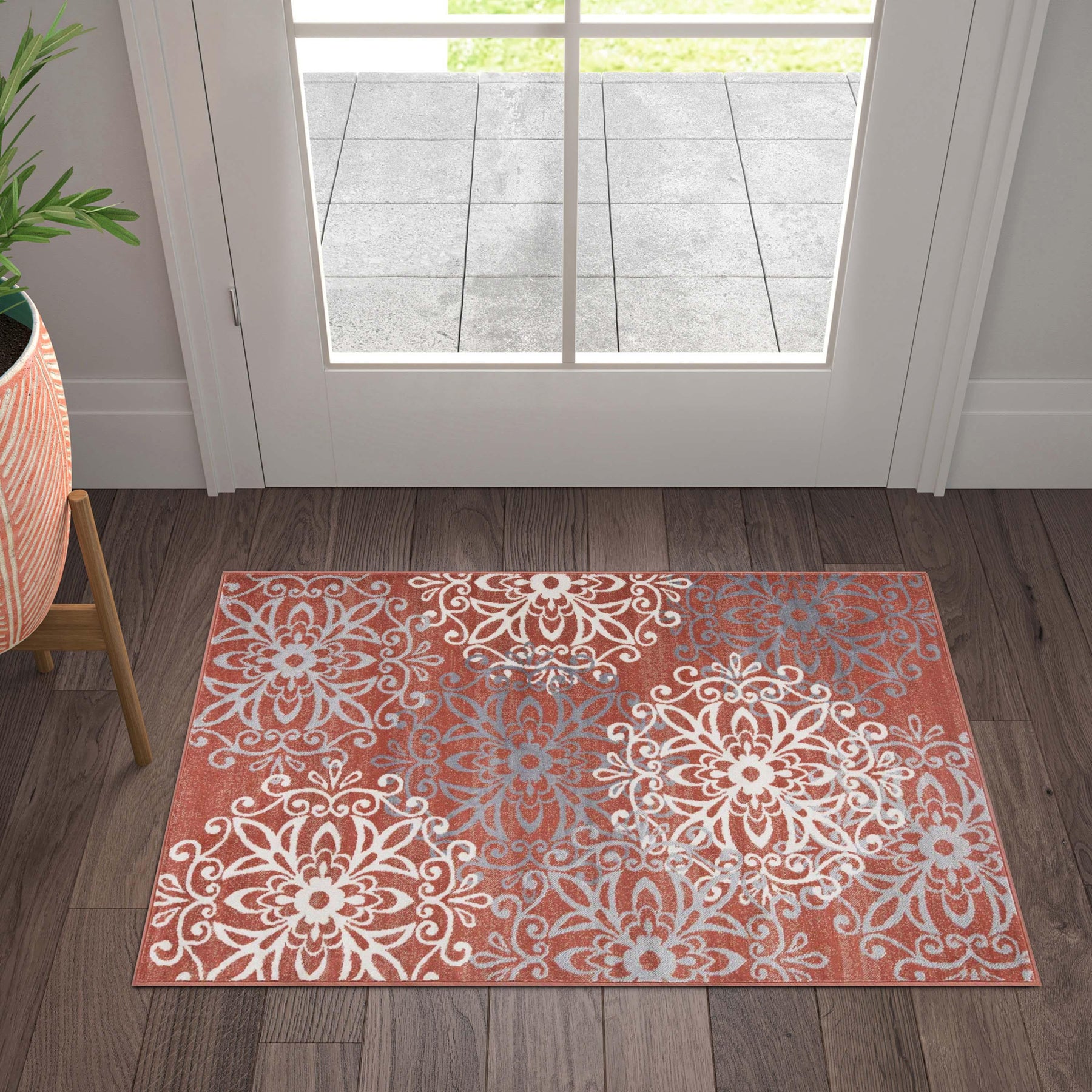 Leigh Traditional Floral Scroll Indoor Area Rug or Runner Rug Or Door Mat - Rugs by Superior