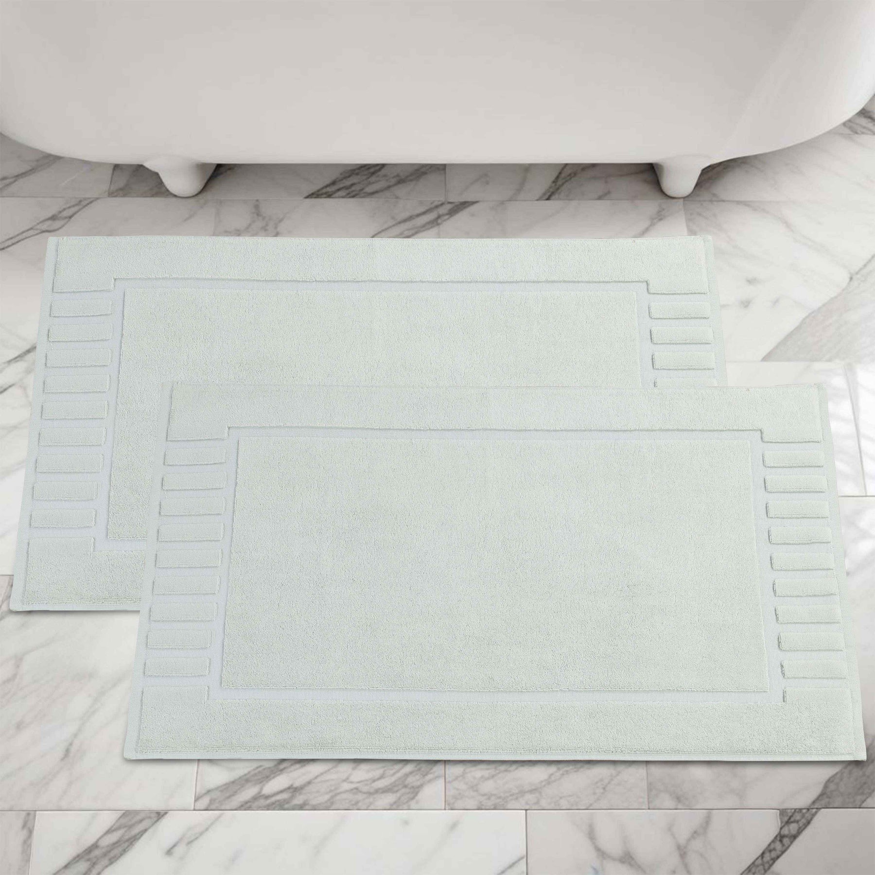 Leo Cotton Solid Modern Absorbent Heavy Washable Bath Mat Set of 2 - Bath Mats by Superior