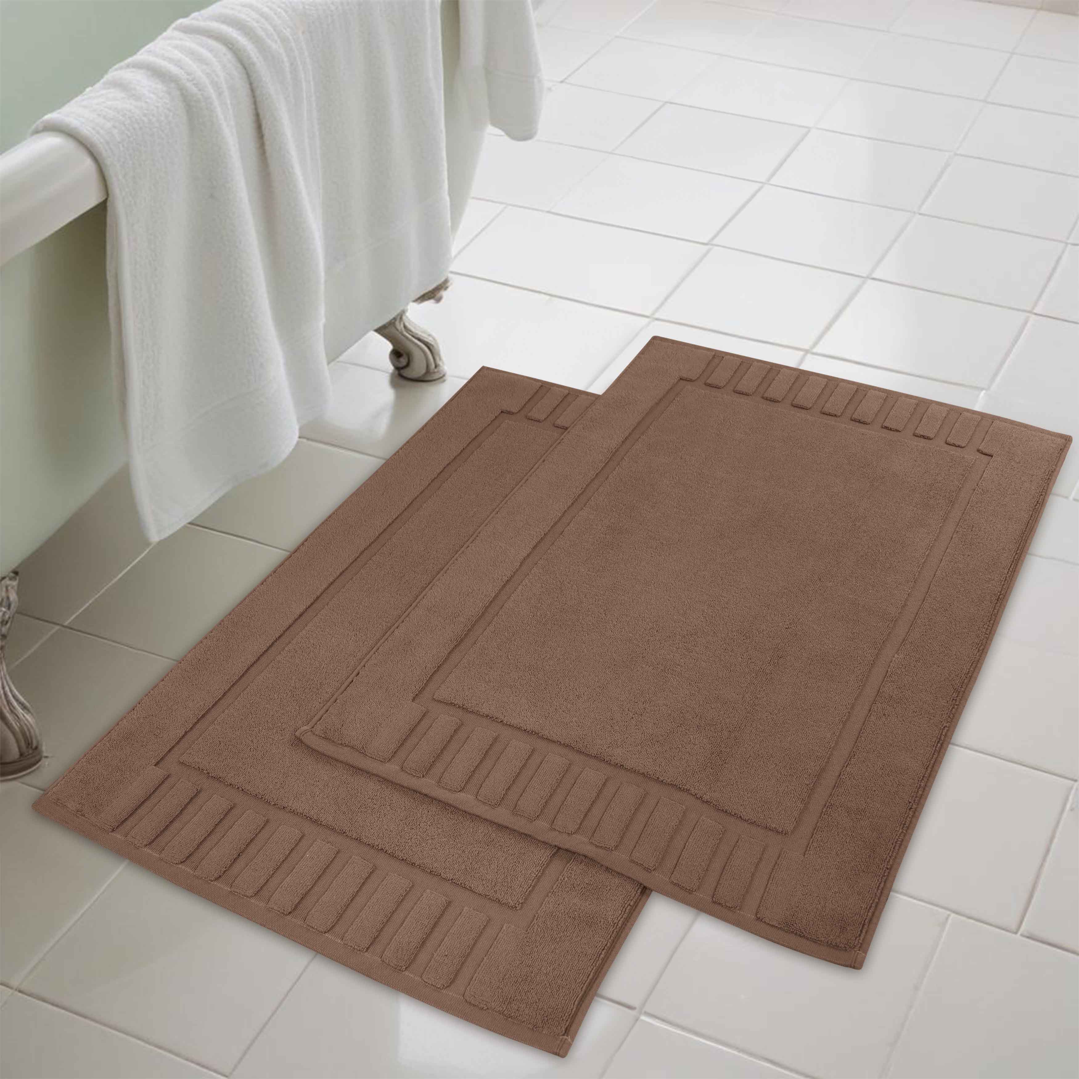 Leo Cotton Solid Modern Absorbent Heavy Washable Bath Mat Set of 2 - Bath Mats by Superior