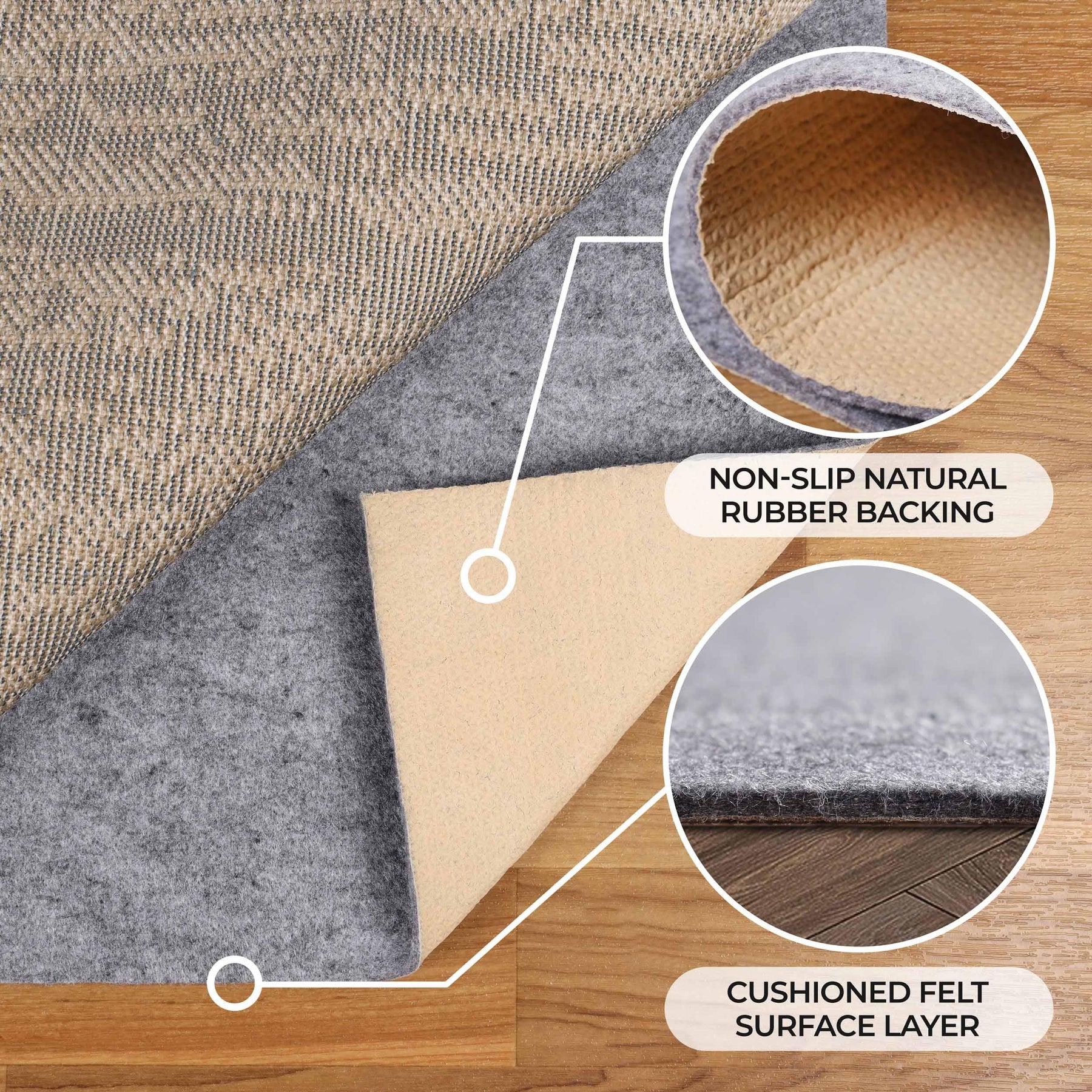 Lima Non-Slip Floor Grip Protector Felt and Rubber Indoor Area Rug Pad - Rug Pad by Superior