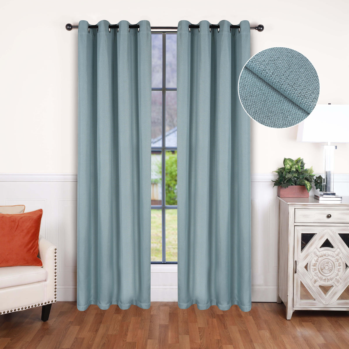 Linen Pattern Washable Room Darkening Blackout Curtains, Set of 2 - Blackout Curtains by Superior