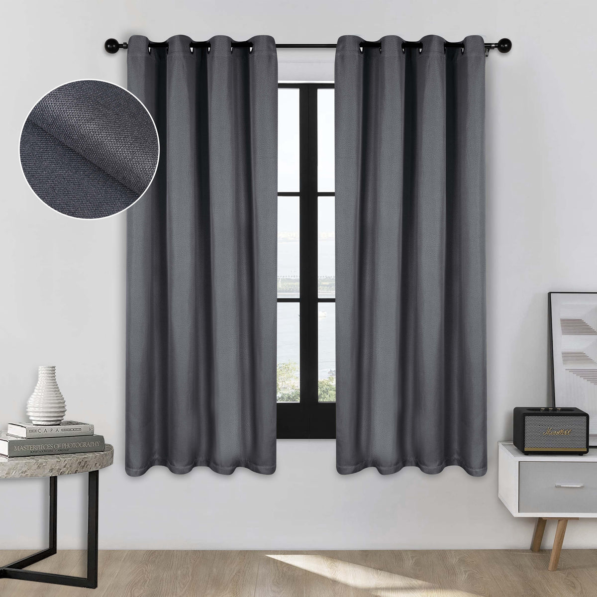 Linen Pattern Washable Room Darkening Blackout Curtains, Set of 2 - Blackout Curtains by Superior