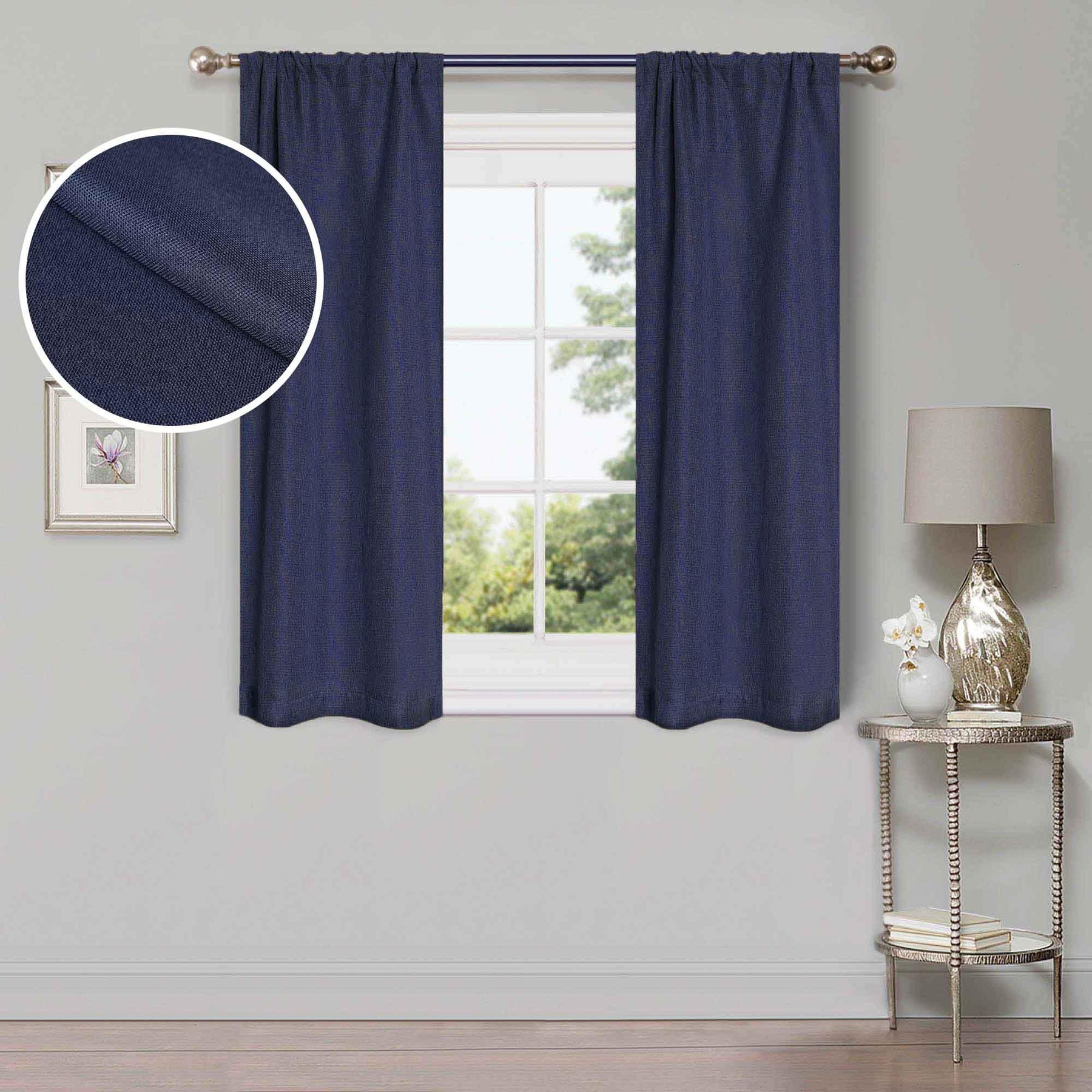 Linen Pattern Washable Room Darkening Blackout Curtains, Set of 2 - Blackout Curtains by Superior