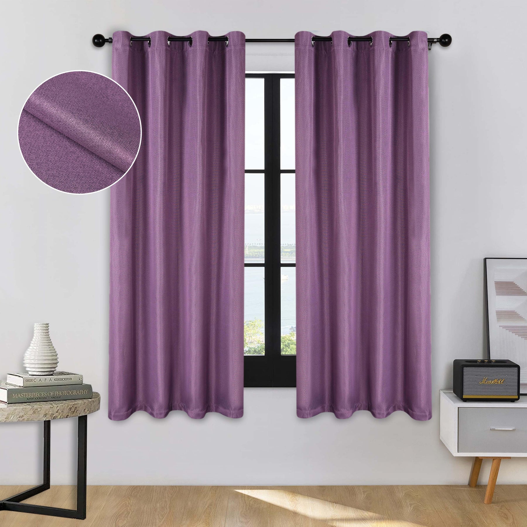 Linen Pattern Washable Room Darkening Blackout Curtains, Set of 2 - Blackout Curtains by Superior