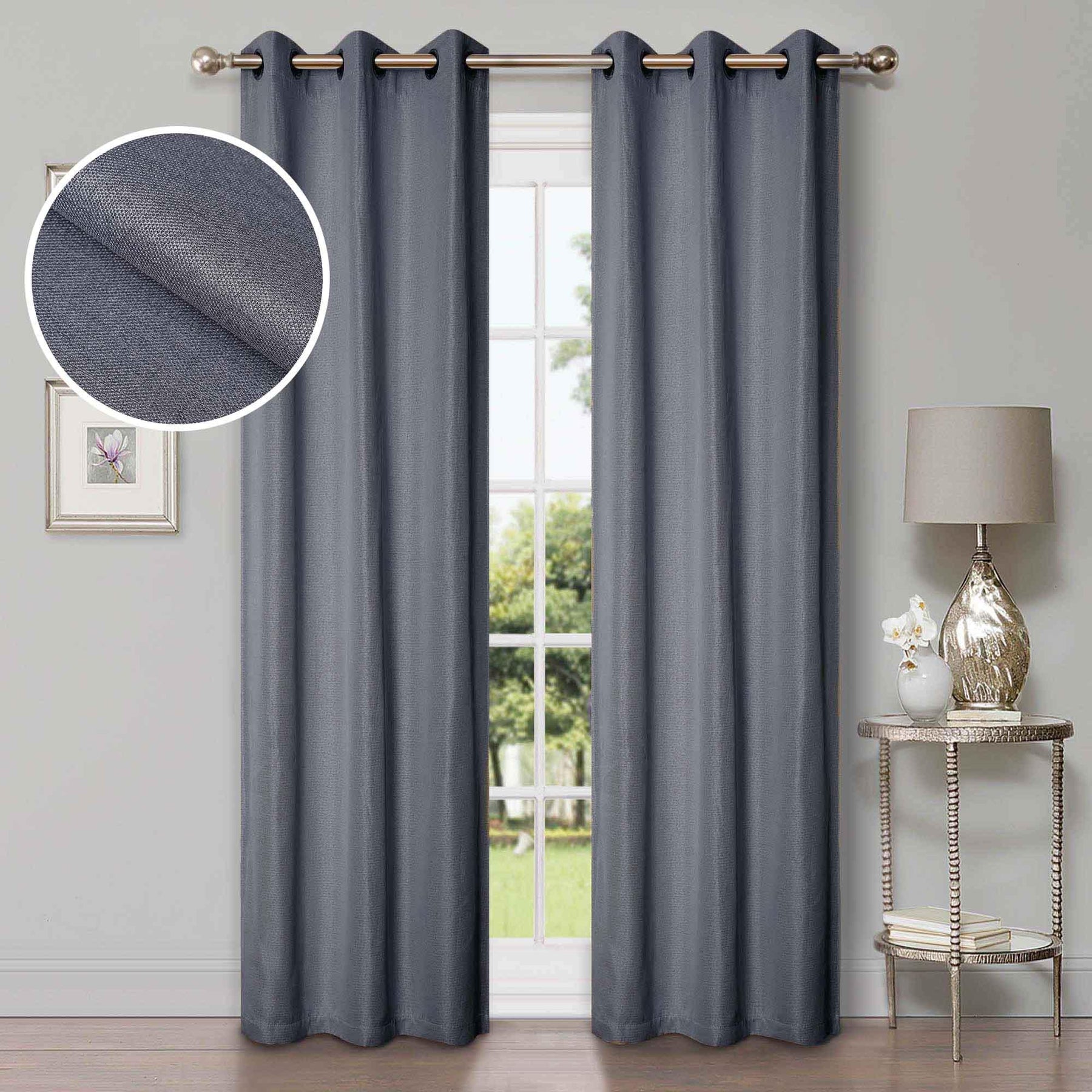 Linen Pattern Washable Room Darkening Blackout Curtains, Set of 2 - Blackout Curtains by Superior