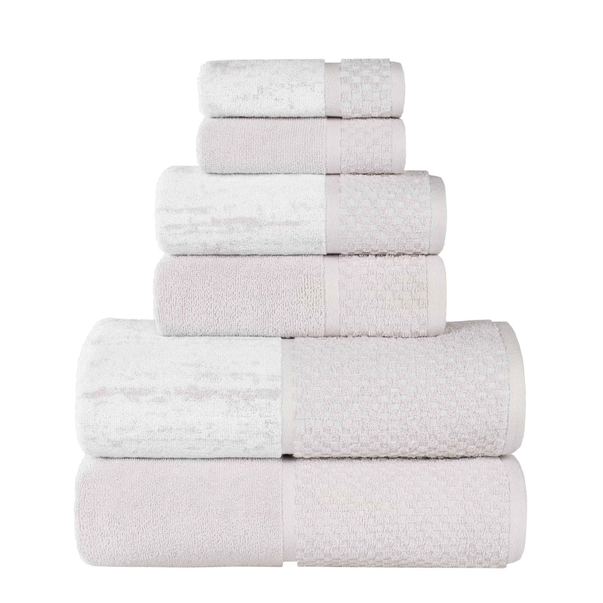 Lodie Cotton Jacquard Solid and Two-Toned 6 Piece Assorted Towel Set - Towel Set by Superior