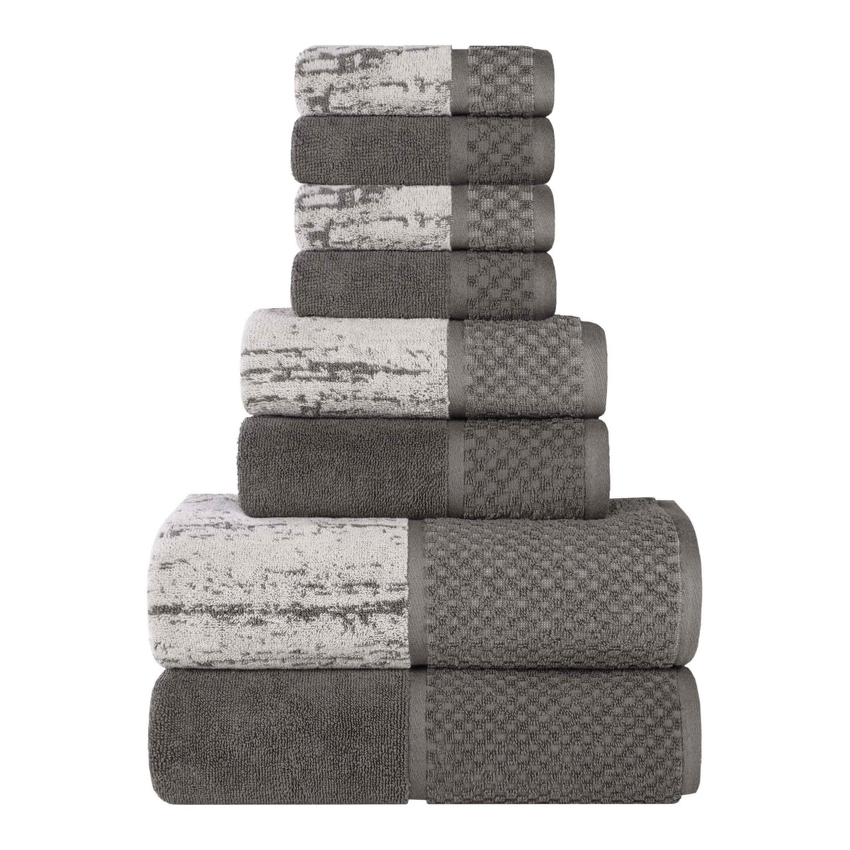 Lodie Cotton Jacquard Solid and Two-Toned 8 Piece Assorted Towel Set - Towel Set by Superior