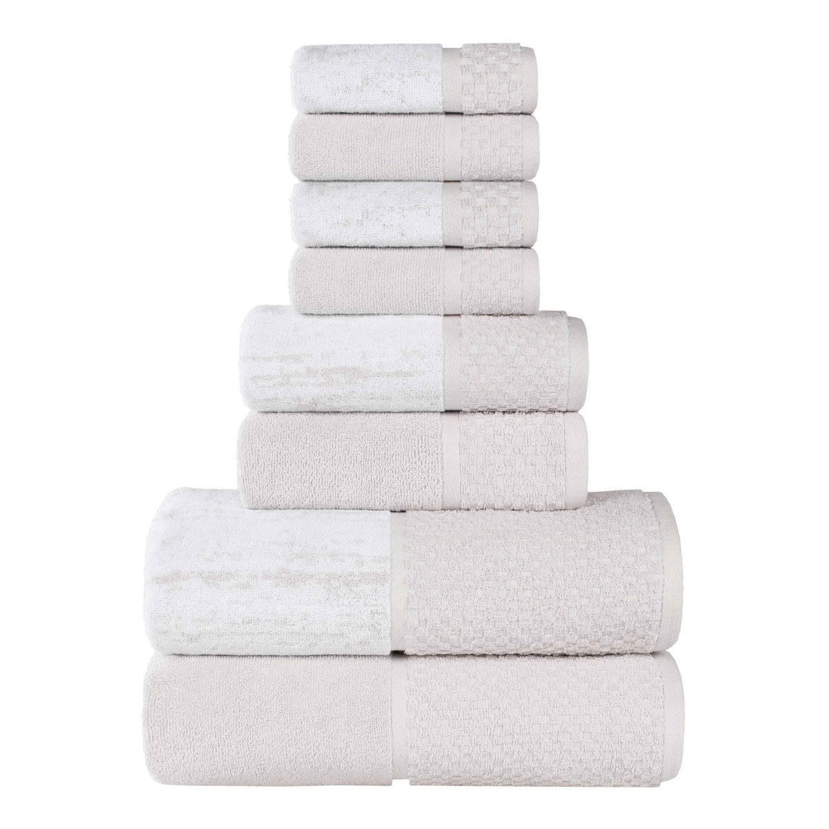 Lodie Cotton Jacquard Solid and Two-Toned 8 Piece Assorted Towel Set - Towel Set by Superior