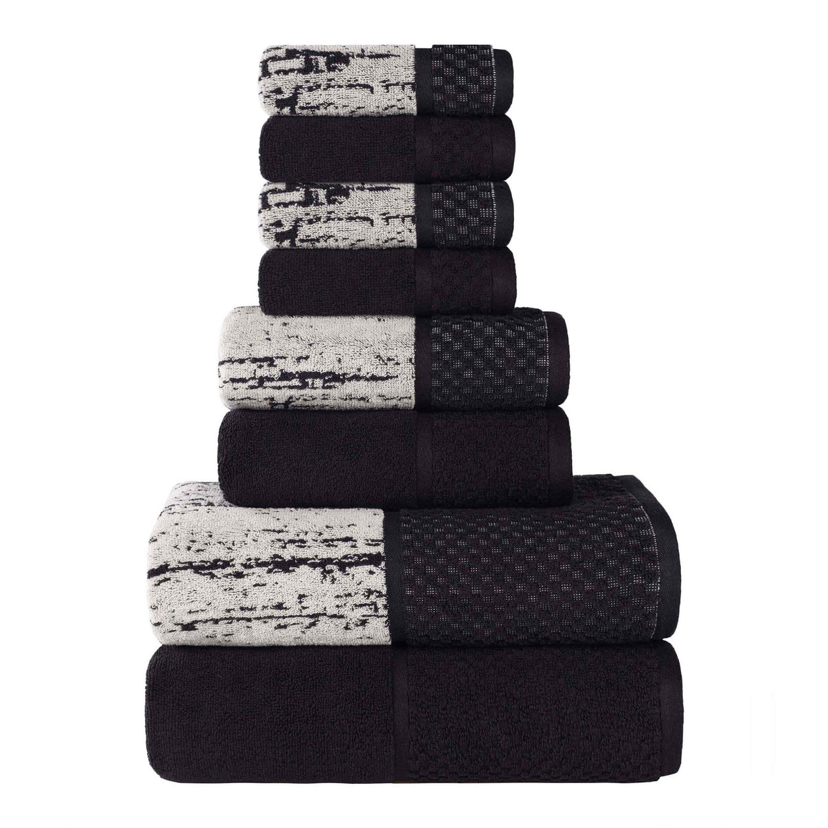 Lodie Cotton Jacquard Solid and Two-Toned 8 Piece Assorted Towel Set - Towel Set by Superior