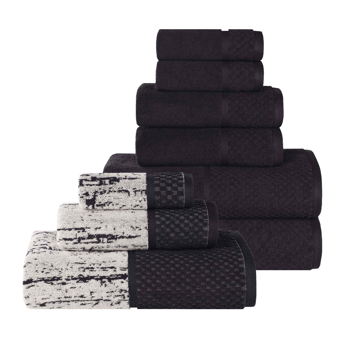 Lodie Cotton Jacquard Solid and Two-Toned 9 Piece Assorted Towel Set - Towel Set by Superior