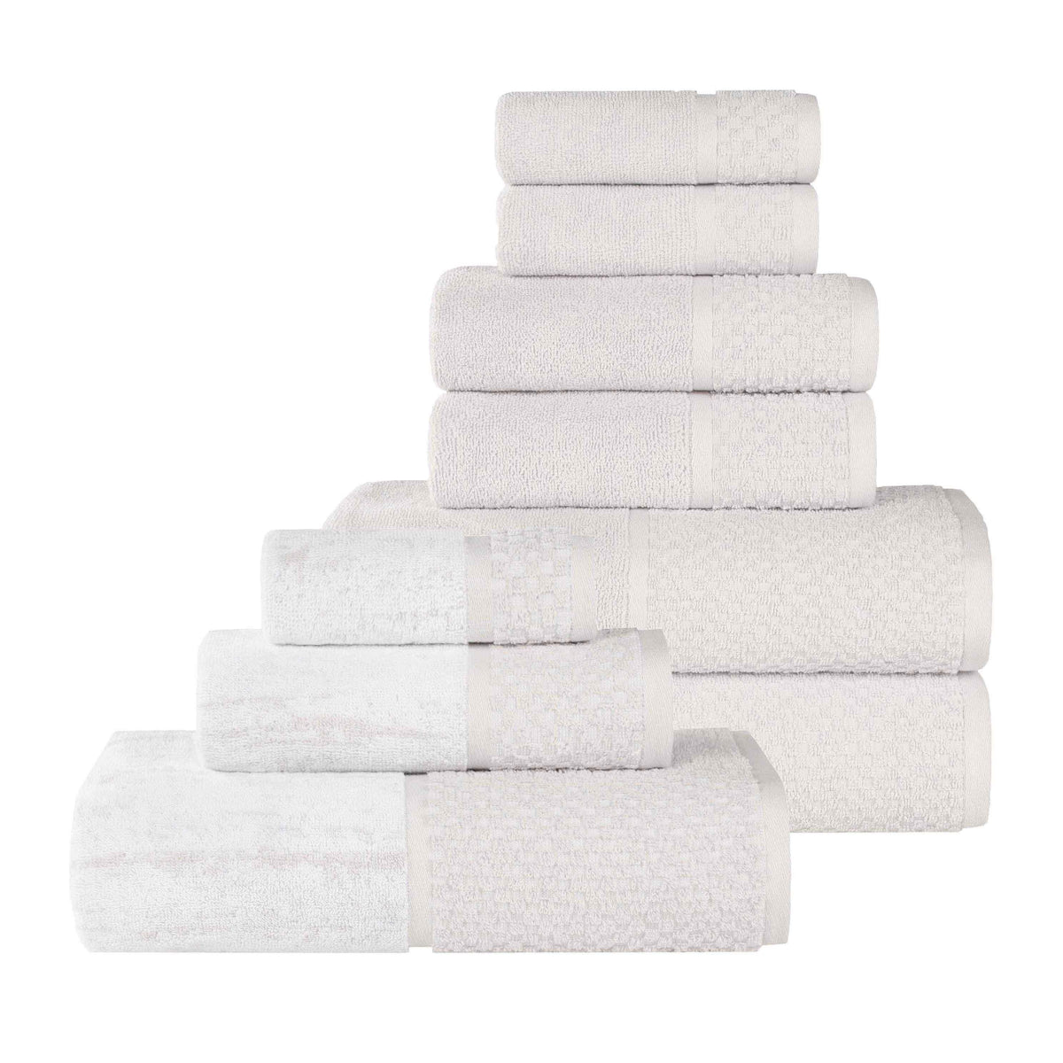 Lodie Cotton Jacquard Solid and Two-Toned 9 Piece Assorted Towel Set - Towel Set by Superior