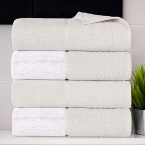 Lodie Cotton Jacquard Solid and Two-Toned Bath Towel Set of 4 - Bath Towel by Superior