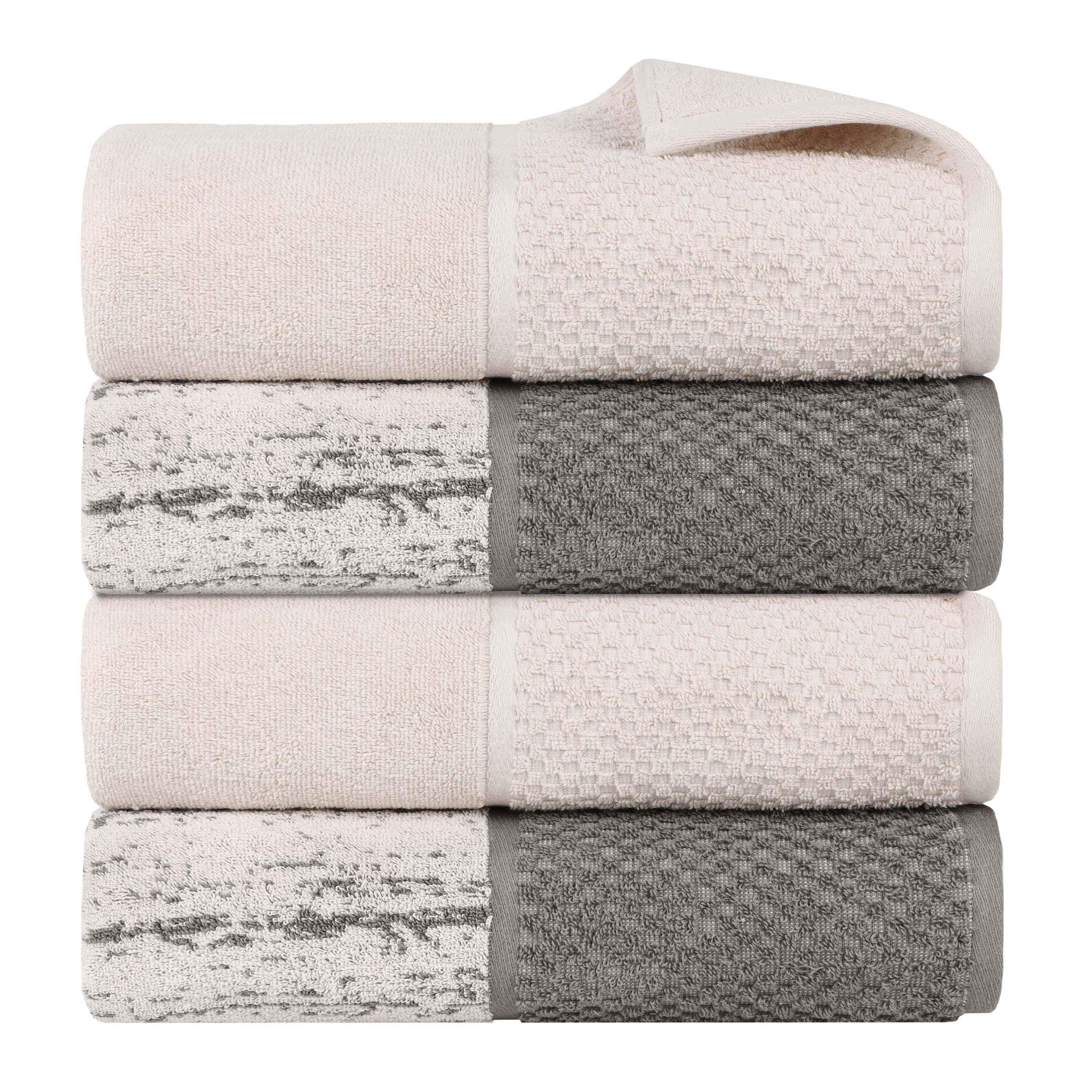 Lodie Cotton Jacquard Solid and Two-Toned Bath Towel Set of 4 - Bath Towel by Superior