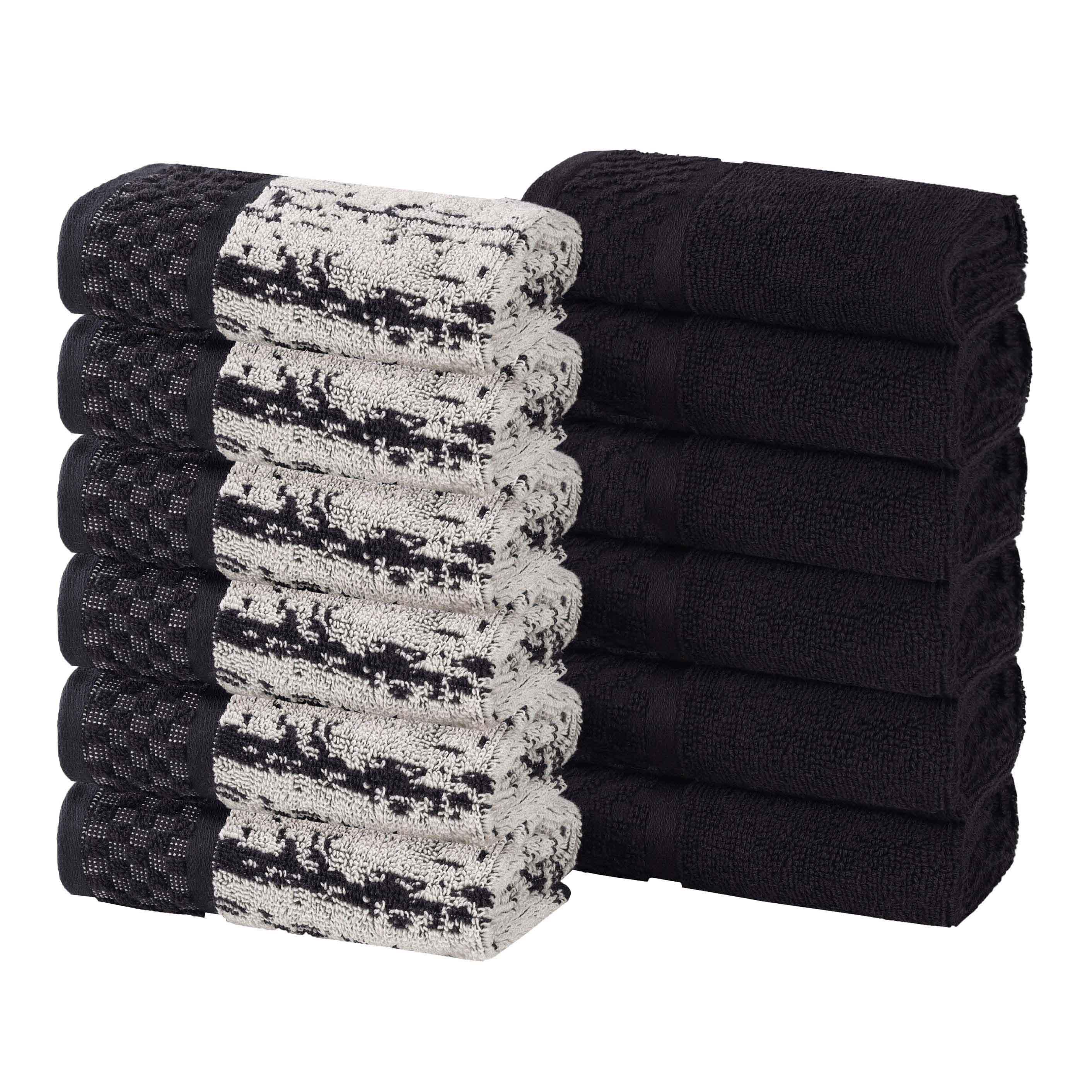 Lodie Cotton Jacquard Solid and Two-Toned Face Towel Washcloth Set of 12 - Face Towel by Superior