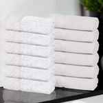 Lodie Cotton Jacquard Solid and Two-Toned Face Towel Washcloth Set of 12 - Face Towel by Superior