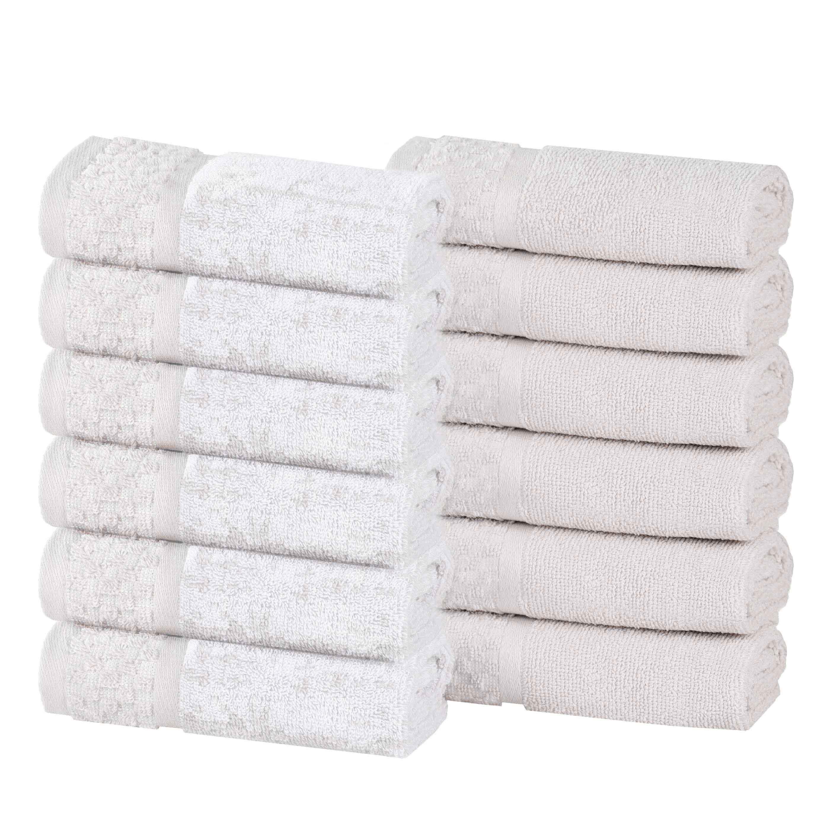 Lodie Cotton Jacquard Solid and Two-Toned Face Towel Washcloth Set of 12 - Face Towel by Superior