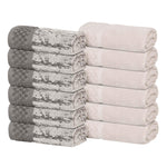 Lodie Cotton Jacquard Solid and Two-Toned Face Towel Washcloth Set of 12 - Face Towel by Superior