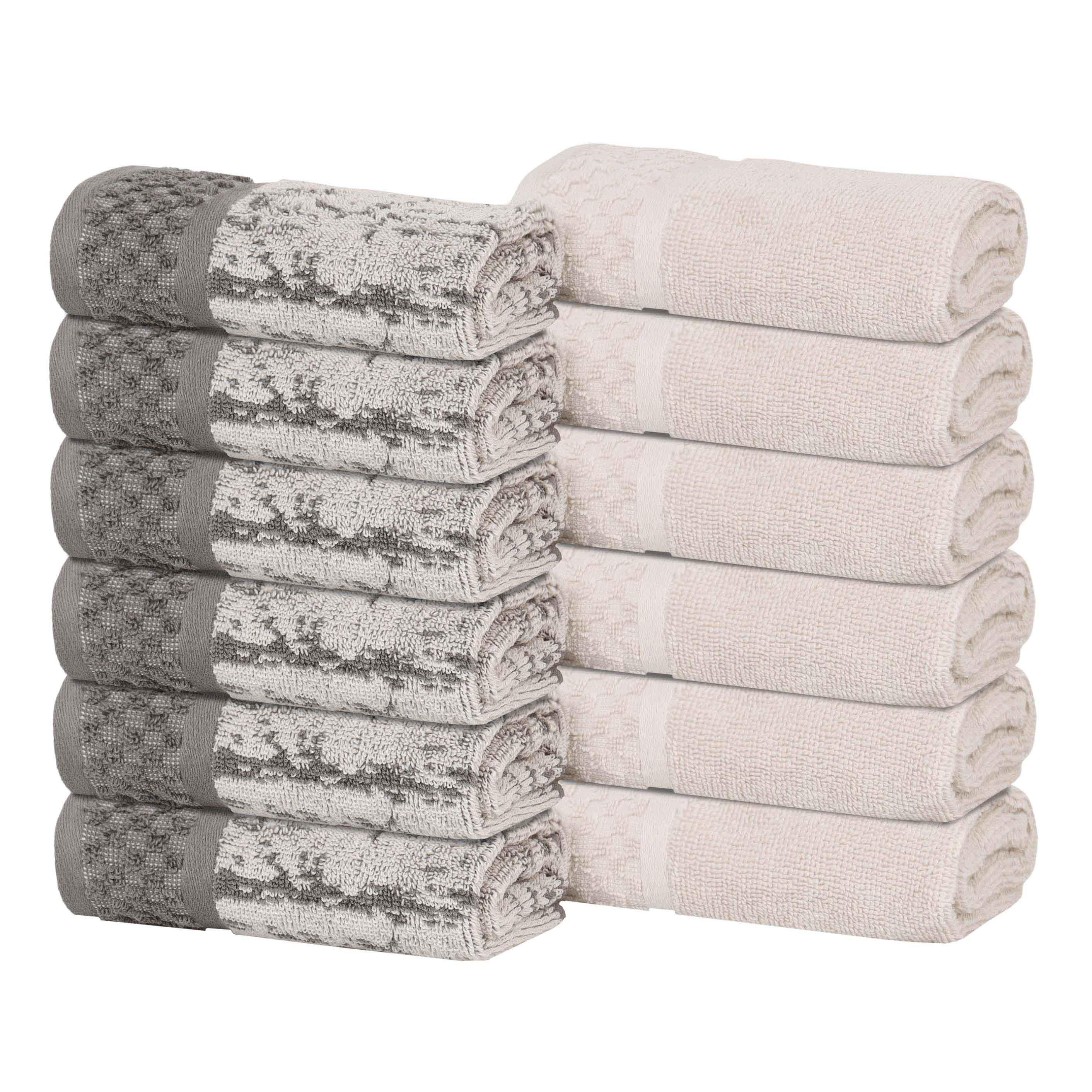 Lodie Cotton Jacquard Solid and Two-Toned Face Towel Washcloth Set of 12 - Face Towel by Superior