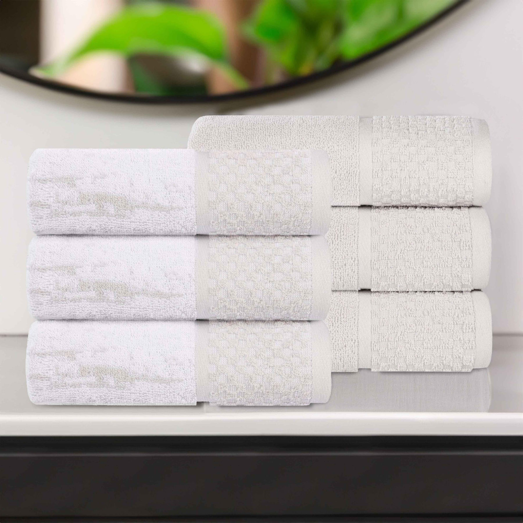 Lodie Cotton Jacquard Solid and Two-Toned Hand Towel Set of 6 - Hand Towel by Superior