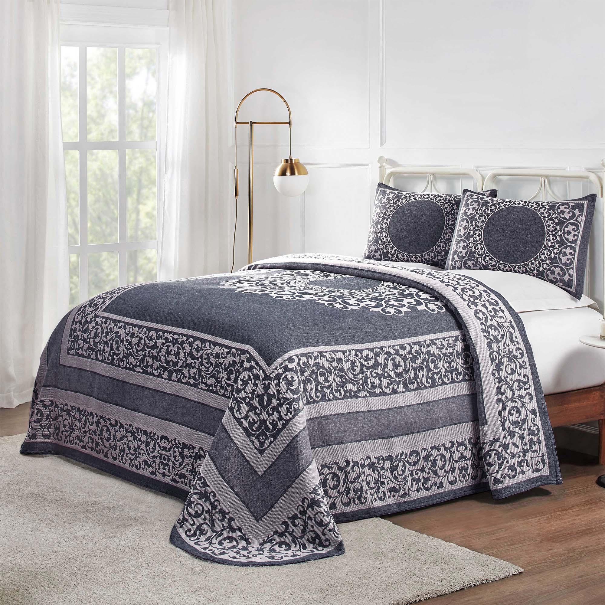 Lyron Cotton Blend Woven Jacquard Floral Scroll Bedspread Set - Bedspread by Superior