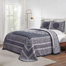 Lyron Cotton Blend Woven Jacquard Floral Scroll Bedspread Set - Bedspread by Superior