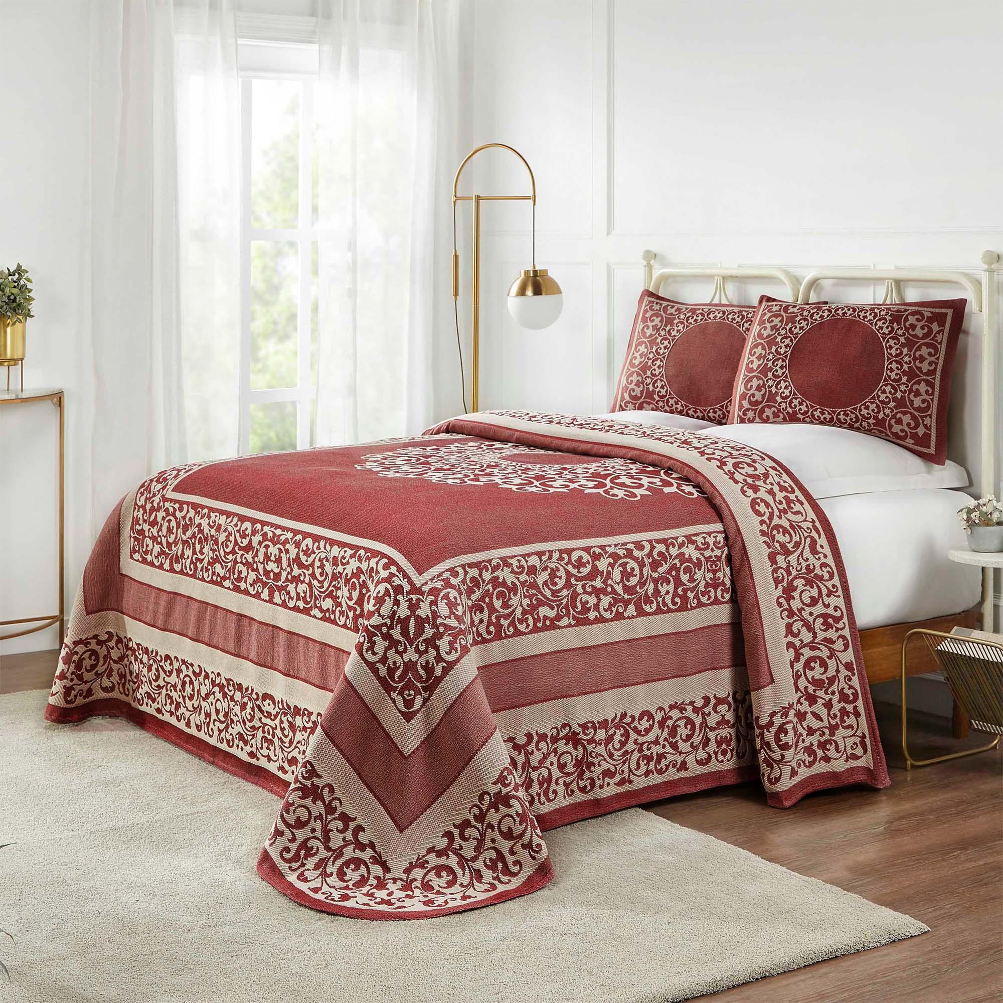 Lyron Cotton Blend Woven Jacquard Floral Scroll Bedspread Set - Bedspread by Superior